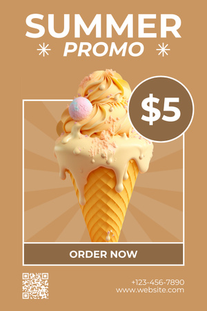 Plantilla de diseño de Promoción de helado de verano en beige Pinterest 