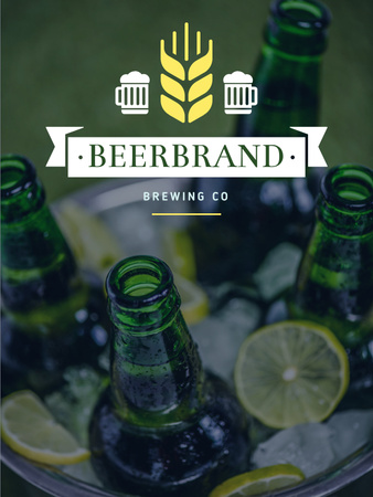 Brewing Company Ad Beer Bottles in Ice Poster US Design Template