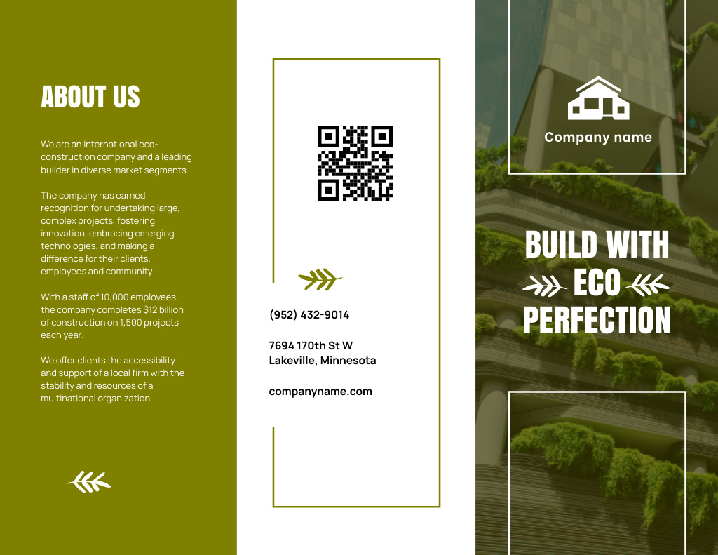 Template di design Green Construction Company Ad Brochure 8.5x11in