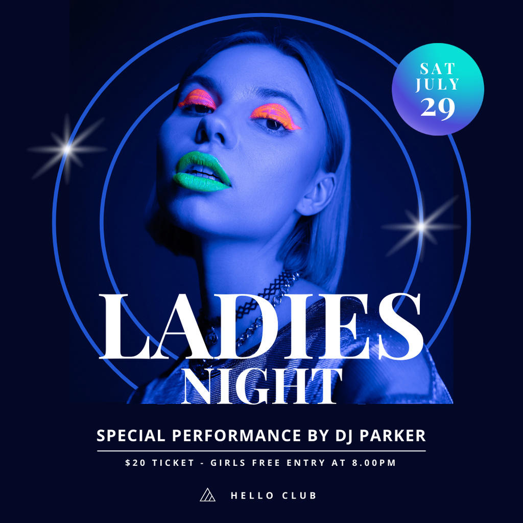 Ontwerpsjabloon van Instagram van Ladies Party Night Announcement