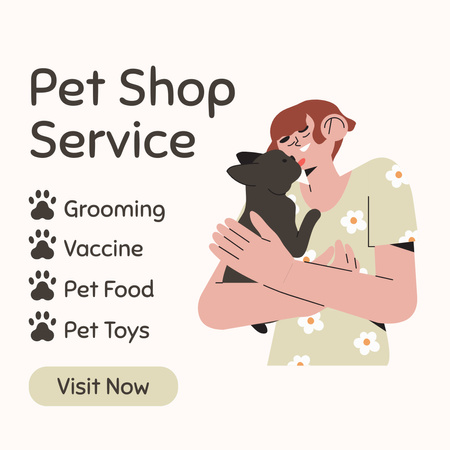 Modèle de visuel Promotion du service d'animalerie - Instagram AD