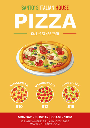 Appetizing Pizza in Italian Pizzeria Poster Design Template
