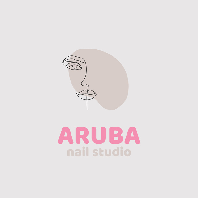 Trendy Offer of Nail Salon Services With Face Illustration Logo Design Template