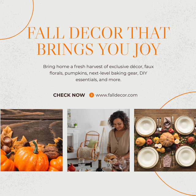Autumn Decor Idea with Pumpkin Instagram Design Template