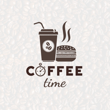 Coffee Shop Ad with Cup and Burger Logoデザインテンプレート
