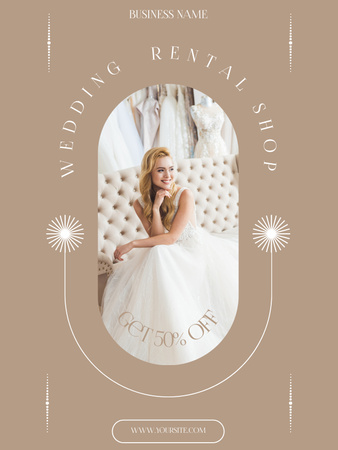 Plantilla de diseño de atractiva novia en el salón de bodas Poster US 