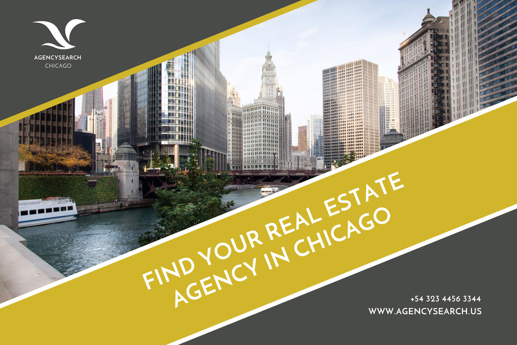 Template di design Famous Ad of Real Estate Firm in Chicago Poster 24x36in Horizontal