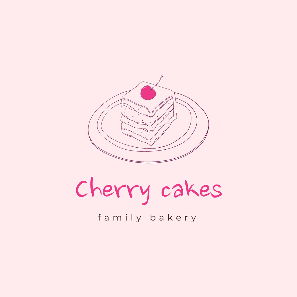 Contemporary Minimal Cake Image on Pink Logo 1080x1080pxデザインテンプレート