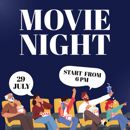Movie Night Announcement with Viewers Instagram Design Template