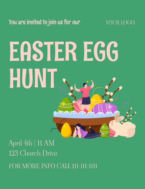Announcement of Annual Easter Egg Hunt Invitation 13.9x10.7cm – шаблон для дизайна