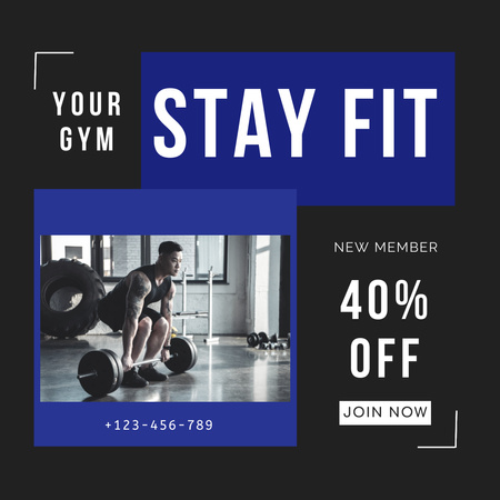 Discount Offer in Gym for New Member Instagram Design Template
