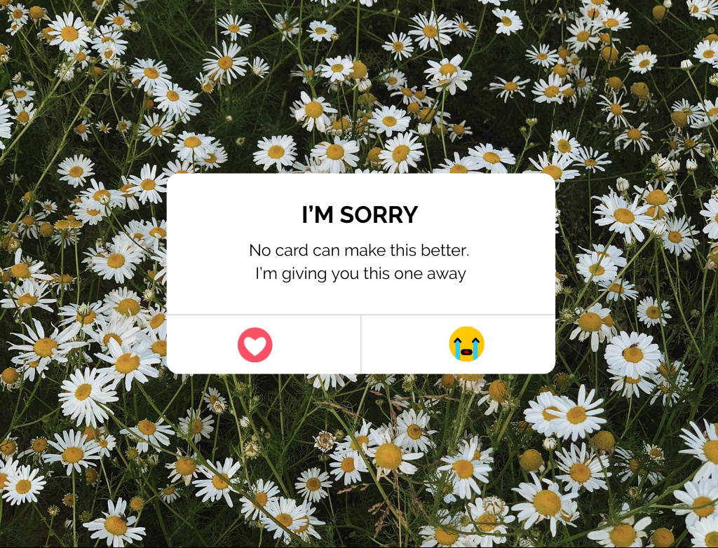 Apology Message with Daisy Flowers Postcard 4.2x5.5in Design Template