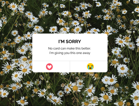 Modèle de visuel Message d'excuses avec des fleurs de camomille - Postcard 4.2x5.5in
