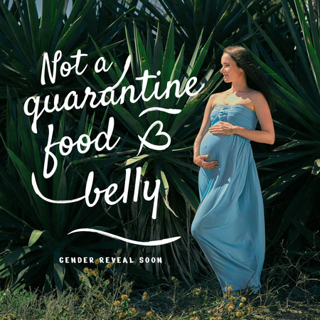 Template di design felice donna incinta in piante esotiche Instagram
