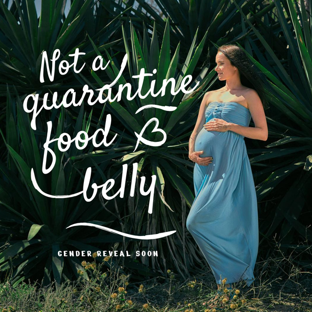 Happy Pregnant Woman in Exotic Plants Instagram – шаблон для дизайна