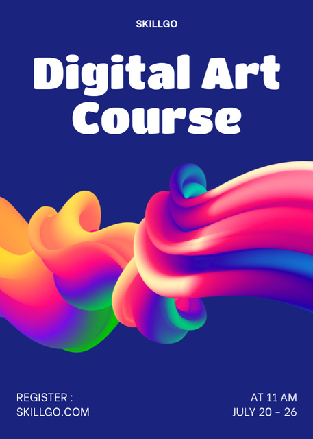 Digital Art Course Announcement with Bright Gradient Flayer – шаблон для дизайна