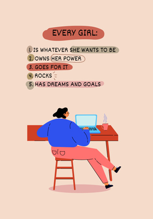 Girl Power Inspiration with Woman on Workplace Poster 28x40in Design Template