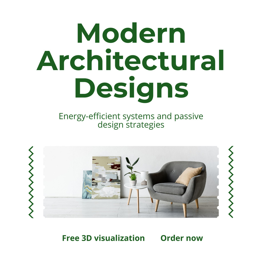 Designvorlage Ad of Modern Architectural Designs with Stylish Furniture für Instagram