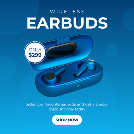 Offer Price for Wireless Headphones Instagram Tasarım Şablonu
