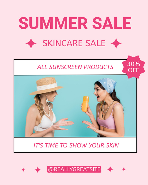 Summer Skincare Lotions for Suntanning Instagram Post Verticalデザインテンプレート