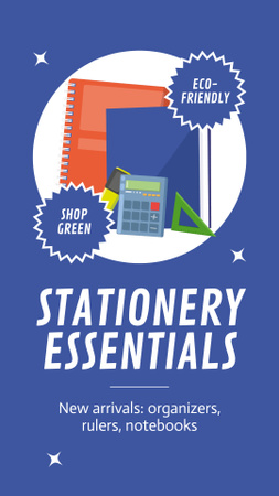 Platilla de diseño New Arrivals Of Stationery Essentials Instagram Video Story