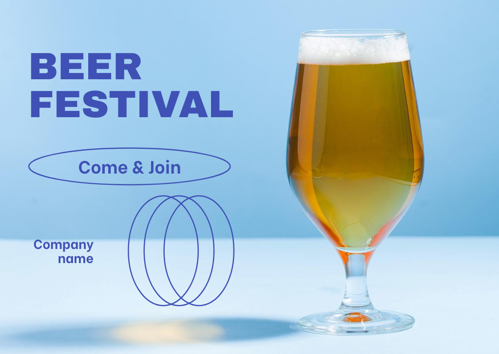 Ontwerpsjabloon van Flyer A6 Horizontal van Beer-filled Oktoberfest Celebration Announcement In Blue