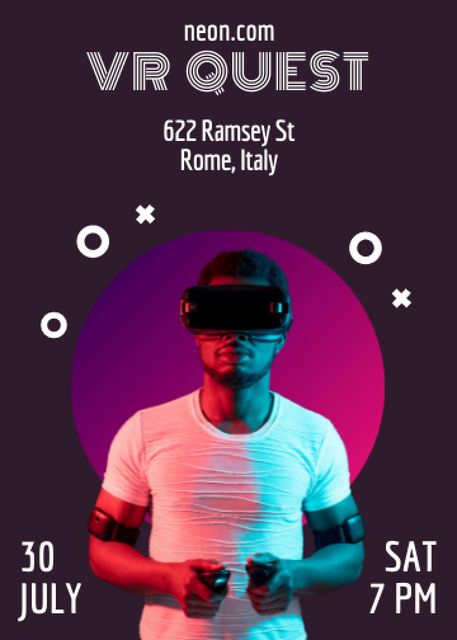 Man in Virtual Reality Glasses Invitation Modelo de Design