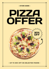 Offer Discount on Round Pizza with Cheese and Basil
