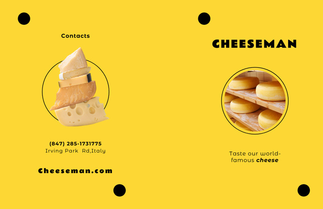 Cheese Shop Contact Details Brochure 11x17in Bi-fold Design Template