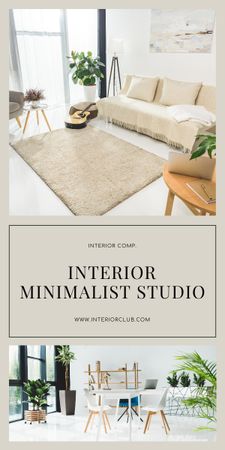 Estúdio interior minimalista bege Graphic Modelo de Design