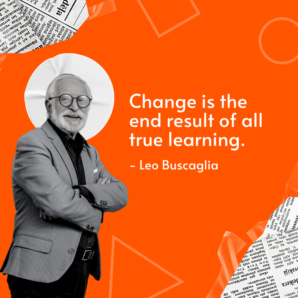 Education Quote with Old Man Instagram Design Template
