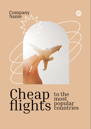 Platilla de diseño Cheap Flights Ad with Airplane in Frame Flyer A7