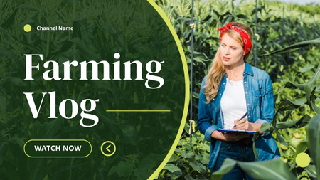 Farming Informational Vlog Cover on Green Youtube Thumbnail Design Template
