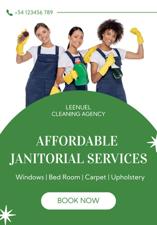 Cleaning Services Ad with Professional Team Poster 28x40in Design Template