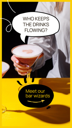 Plantilla de diseño de Nuevo anuncio de bar con los mejores cócteles y barman Instagram Video Story 