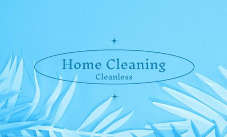 Home Cleaning Services Offer on Blue Business Card 91x55mm Modelo de Design