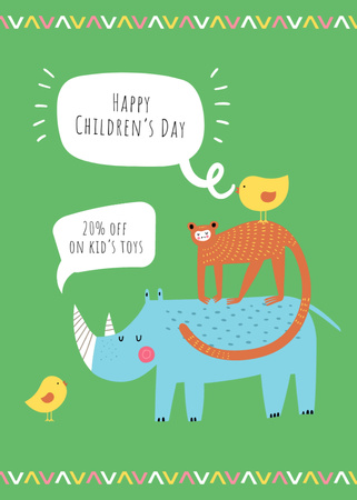 Unforgettable Children's Day Greeting With Discount For Toys Postcard 5x7in Vertical Design Template