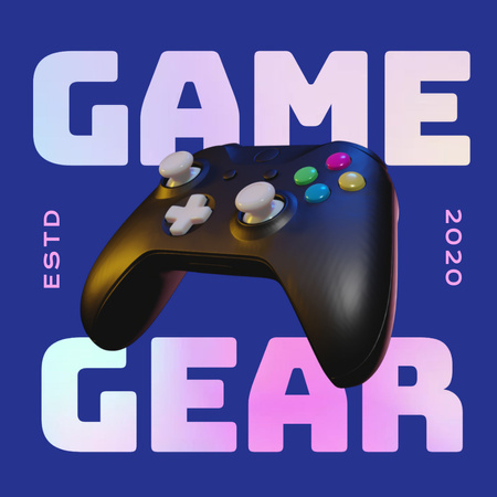 Game Gear Emblem on Blue and Purple Animated Post Design Template