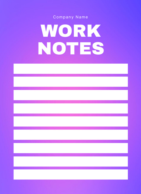 Work Tasks Planning In Purple Notepad 4x5.5in Design Template