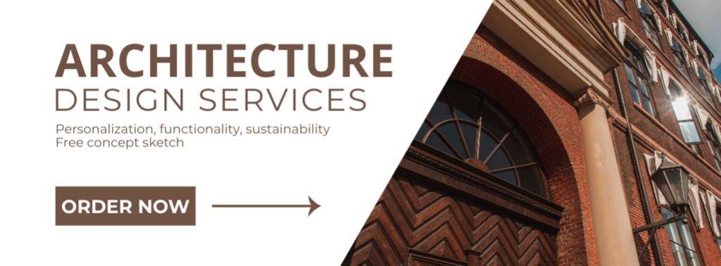 Designvorlage Historical Architecture Design Service Offer With Slogan für Facebook cover