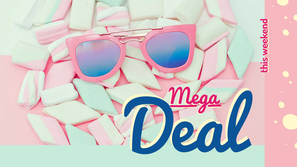 Stylish pink Sunglasses on marshmallows FB event cover Design Template