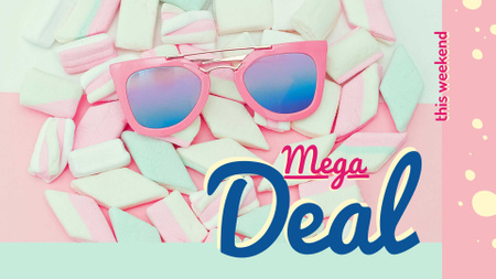 Stylish pink Sunglasses on marshmallows FB event cover Design Template