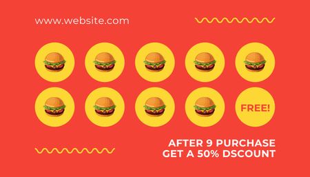 Burger Discount Offer on Red Business Card US Design Template