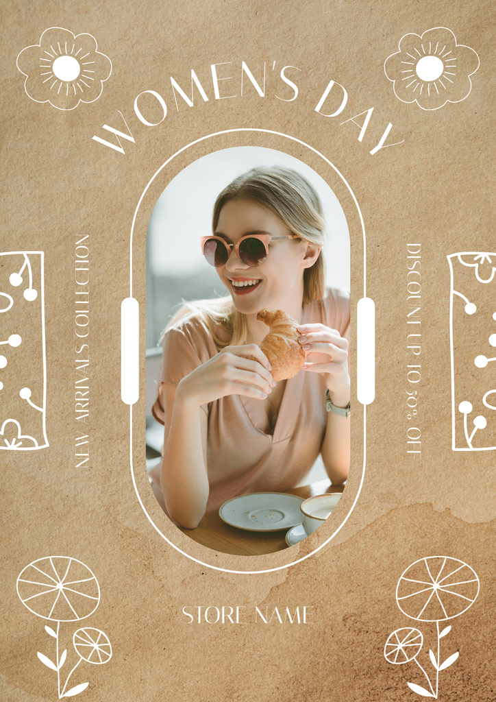 Beautiful Woman in Sunglasses on Women's Day Poster Modelo de Design
