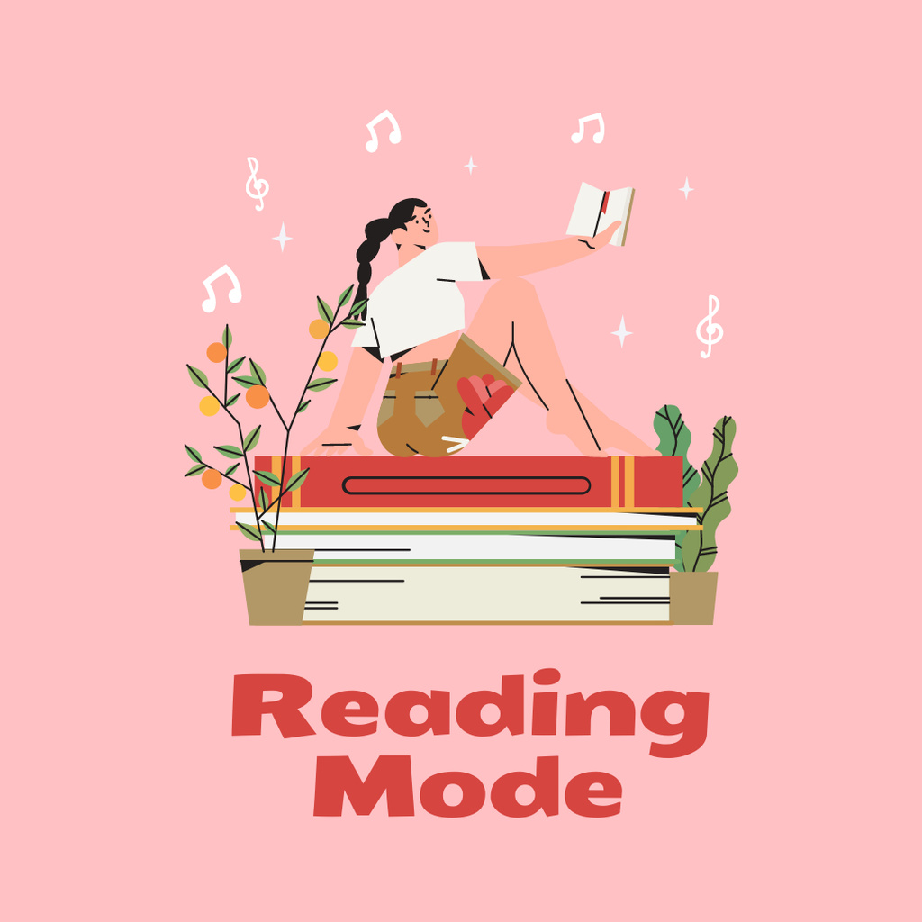 Woman reading Book Instagramデザインテンプレート