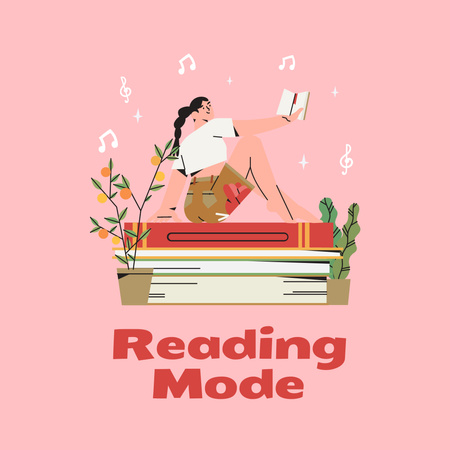 Woman reading Book Instagram Design Template