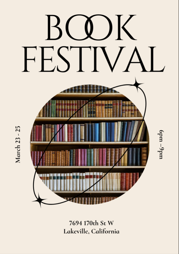 Book Festival Announcement with Fascinating Books Flyer A7 Design Template