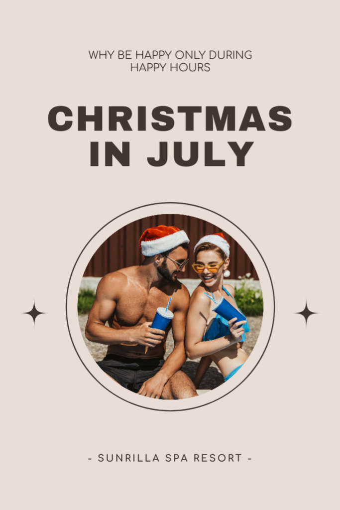 Ontwerpsjabloon van Postcard 4x6in Vertical van Celebrate Christmas in July with Us