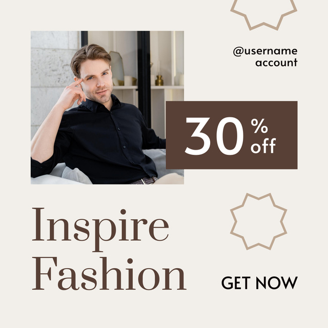 Ad Of Shop Discount With Man Instagramデザインテンプレート