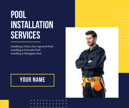 Offer of Services of Specialists in Installation of Swimming Pools Facebook Design Template